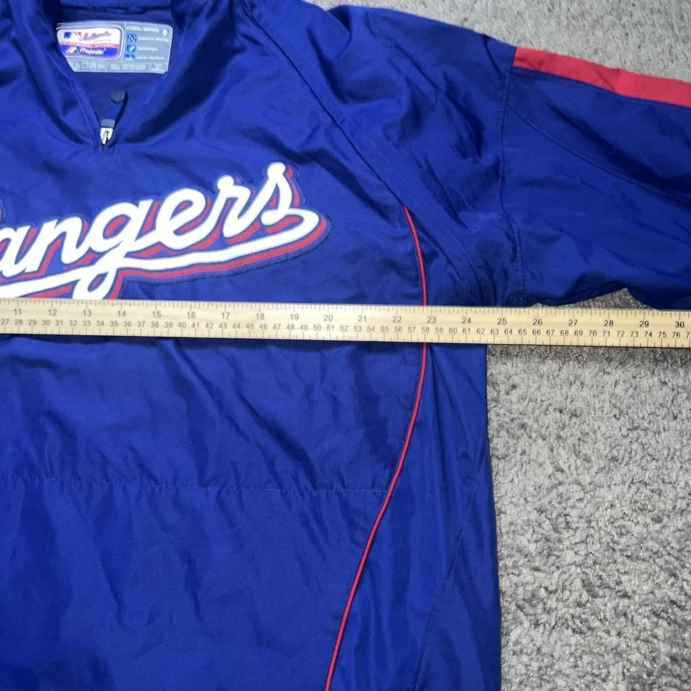 Rangers Majestic Pullover Zip Off Sleeves Windbreaker Large Kangaroo Pocket Rv